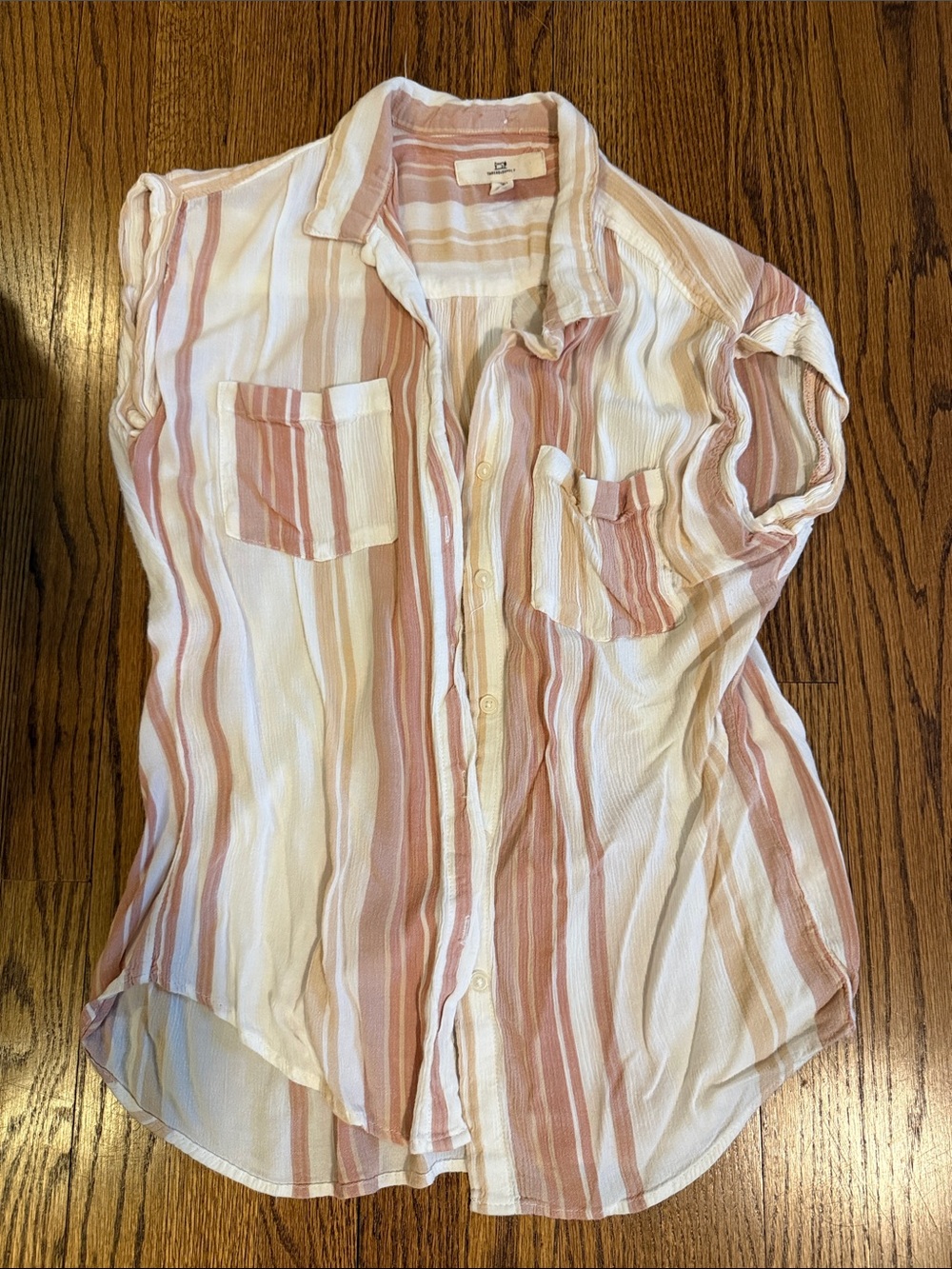 Thread & Supply Pink and White Striped Button-Up Shirt